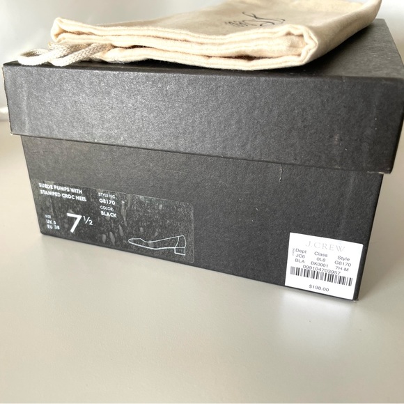 J Crew black suede pumps with stamped croc heel 7.5 IN BOX - Picture 7 of 17